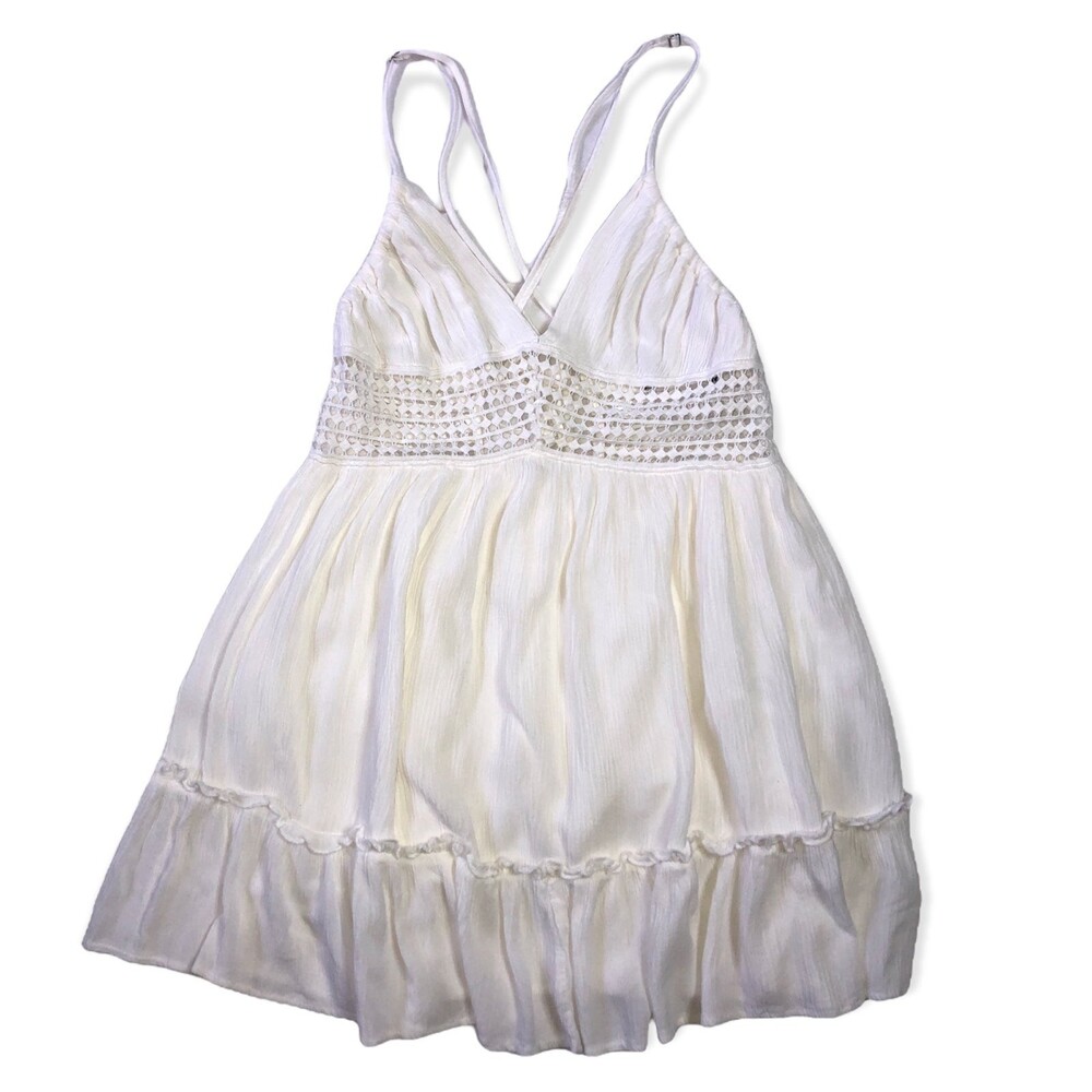 Forever 21 V-neck Embroidered Racerback Babydoll Coverup Mini Dress